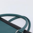 PRADA Hand Bag Saffiano leather Black Emerald Green Auth 209730A-14