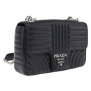 PRADA Chain Shoulder Bag Leather Black Silver Auth 209734V-1