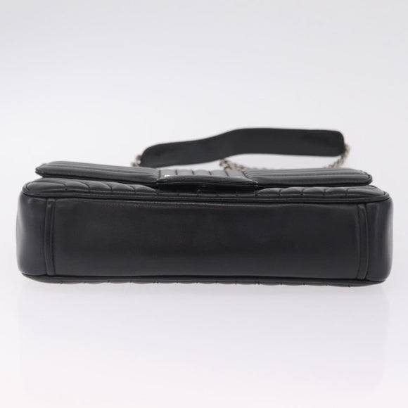 PRADA Chain Shoulder Bag Leather Black Silver Auth 209734V