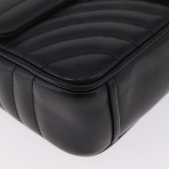 PRADA Chain Shoulder Bag Leather Black Silver Auth 209734V