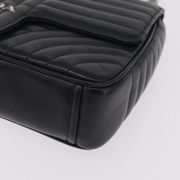 PRADA Chain Shoulder Bag Leather Black Silver Auth 209734V