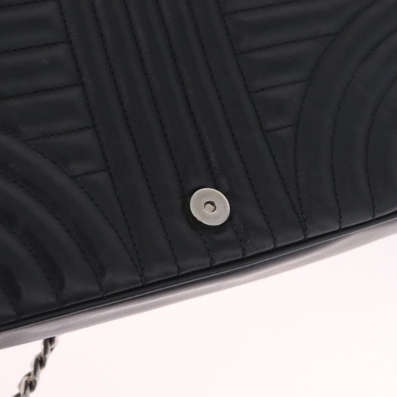 PRADA Chain Shoulder Bag Leather Black Silver Auth 209734V