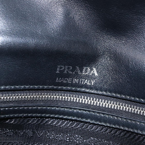 PRADA Chain Shoulder Bag Leather Black Silver Auth 209734V