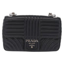 PRADA Chain Shoulder Bag Leather Black Silver Auth 209734V-2