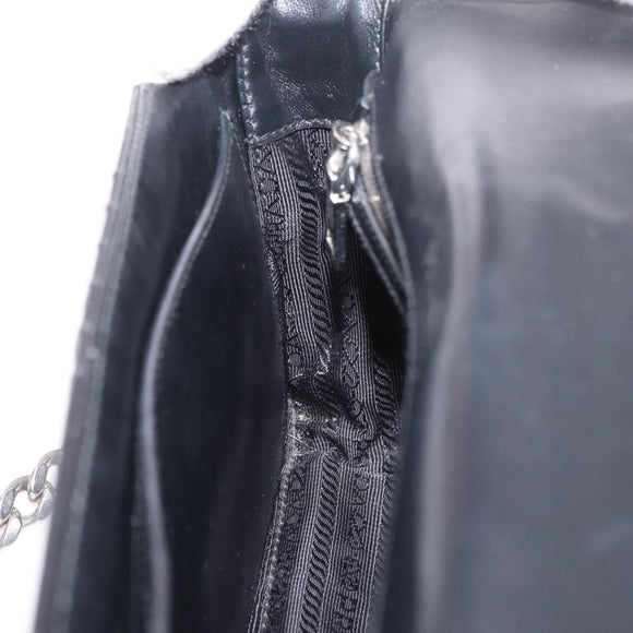 PRADA Chain Shoulder Bag Leather Black Silver Auth 209734V