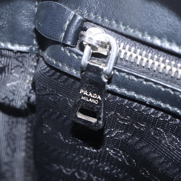 PRADA Chain Shoulder Bag Leather Black Silver Auth 209734V