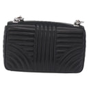 PRADA Chain Shoulder Bag Leather Black Silver Auth 209734V-3