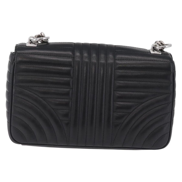 PRADA Chain Shoulder Bag Leather Black Silver Auth 209734V