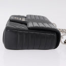 PRADA Chain Shoulder Bag Leather Black Silver Auth 209734V-4