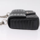 PRADA Chain Shoulder Bag Leather Black Silver Auth 209734V-5