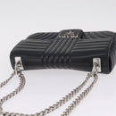 PRADA Chain Shoulder Bag Leather Black Silver Auth 209734V-6