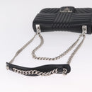 PRADA Chain Shoulder Bag Leather Black Silver Auth 209734V-7