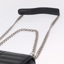 PRADA Chain Shoulder Bag Leather Black Silver Auth 209734V-8