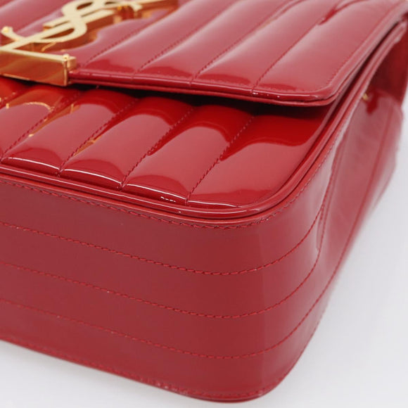 Saint Laurent Chain Shoulder Bag Patent Red Gold Tone 532595 Auth 209736M
