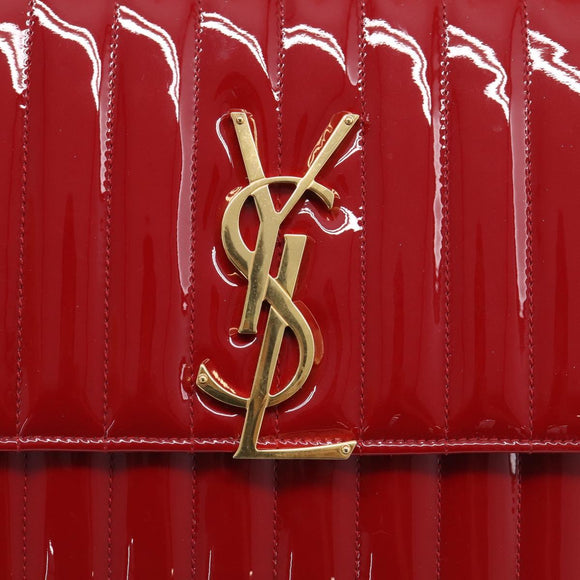 Saint Laurent Chain Shoulder Bag Patent Red Gold Tone 532595 Auth 209736M