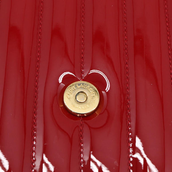 Saint Laurent Chain Shoulder Bag Patent Red Gold Tone 532595 Auth 209736M