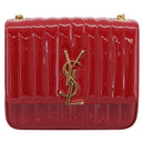 Saint Laurent Chain Shoulder Bag Patent Red Gold Tone 532595 Auth 209736M-2