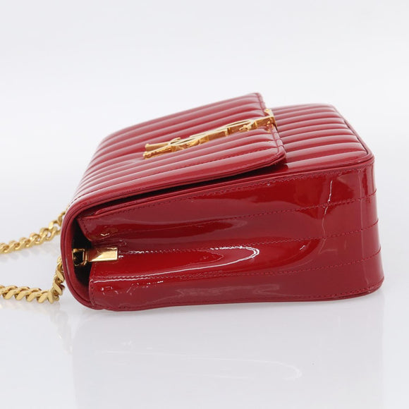 Saint Laurent Chain Shoulder Bag Patent Red Gold Tone 532595 Auth 209736M