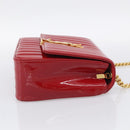 Saint Laurent Chain Shoulder Bag Patent Red Gold Tone 532595 Auth 209736M-5