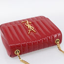 Saint Laurent Chain Shoulder Bag Patent Red Gold Tone 532595 Auth 209736M-6