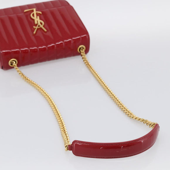 Saint Laurent Chain Shoulder Bag Patent Red Gold Tone 532595 Auth 209736M
