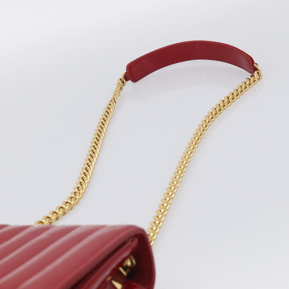 Saint Laurent Chain Shoulder Bag Patent Red Gold Tone 532595 Auth 209736M