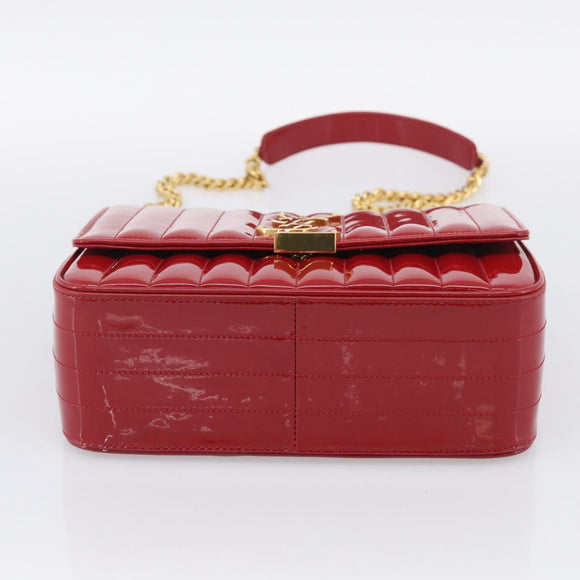 Saint Laurent Chain Shoulder Bag Patent Red Gold Tone 532595 Auth 209736M