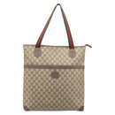 GUCCI GG Supreme Web Sherry Line Tote Bag PVC Beige 002 983 0163 Auth 209738-2