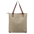GUCCI GG Supreme Web Sherry Line Tote Bag PVC Beige 002 983 0163 Auth 209738-3