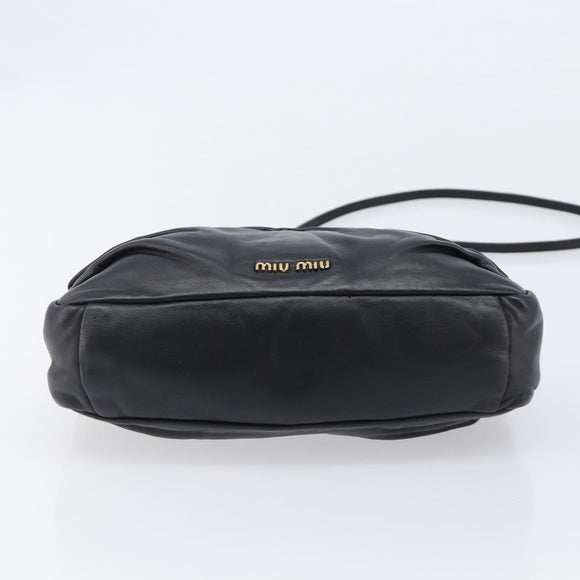 Miu Miu Shoulder Bag Leather Black Gold Tone Auth 209743A