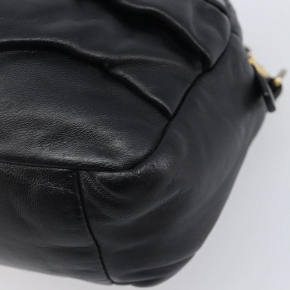 Miu Miu Shoulder Bag Leather Black Gold Tone Auth 209743A
