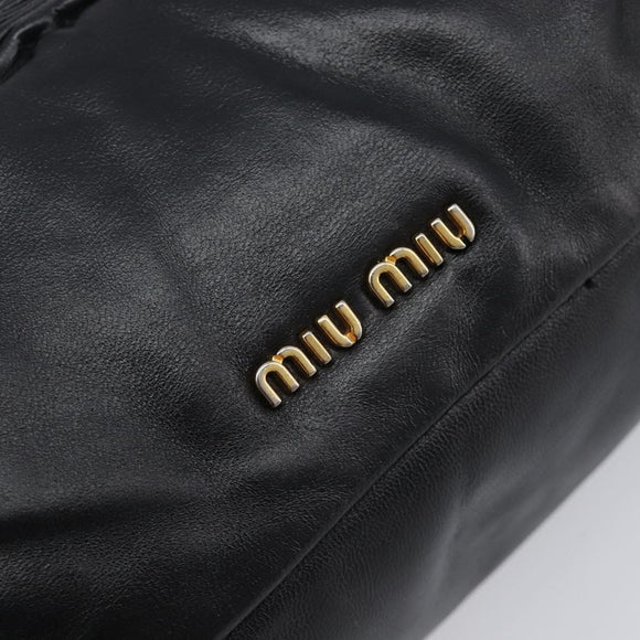 Miu Miu Shoulder Bag Leather Black Gold Tone Auth 209743A