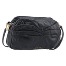 Miu Miu Shoulder Bag Leather Black Gold Tone Auth 209743A-1
