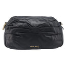 Miu Miu Shoulder Bag Leather Black Gold Tone Auth 209743A-2