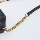 GUCCI GG Marmont Shoulder Bag Leather Black Gold Tone 447632 Auth 209745V-10