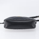GUCCI GG Marmont Shoulder Bag Leather Black Gold Tone 447632 Auth 209745V-11