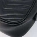 GUCCI GG Marmont Shoulder Bag Leather Black Gold Tone 447632 Auth 209745V-12