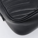 GUCCI GG Marmont Shoulder Bag Leather Black Gold Tone 447632 Auth 209745V-13
