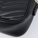 GUCCI GG Marmont Shoulder Bag Leather Black Gold Tone 447632 Auth 209745V-14