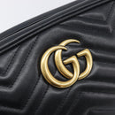 GUCCI GG Marmont Shoulder Bag Leather Black Gold Tone 447632 Auth 209745V-16