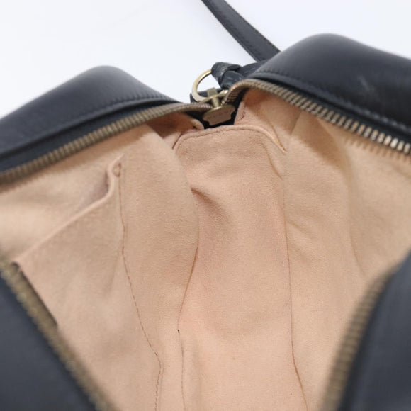 GUCCI GG Marmont Shoulder Bag Leather Black Gold Tone 447632 Auth 209745V