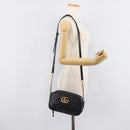 GUCCI GG Marmont Shoulder Bag Leather Black Gold Tone 447632 Auth 209745V-25