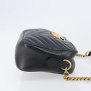 GUCCI GG Marmont Shoulder Bag Leather Black Gold Tone 447632 Auth 209745V-4