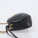 GUCCI GG Marmont Shoulder Bag Leather Black Gold Tone 447632 Auth 209745V-5