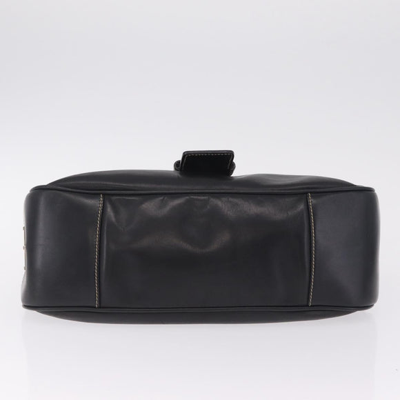 PRADA Shoulder Bag Leather Black Silver Auth 209747V