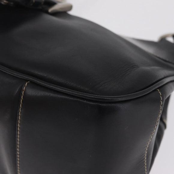 PRADA Shoulder Bag Leather Black Silver Auth 209747V