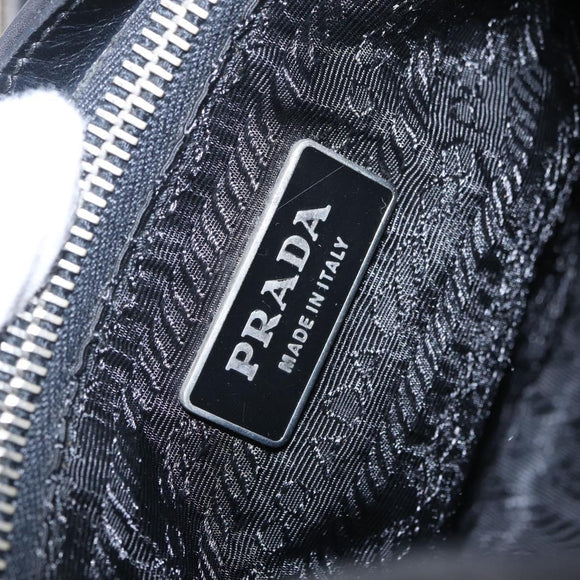PRADA Shoulder Bag Leather Black Silver Auth 209747V
