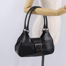 PRADA Shoulder Bag Leather Black Silver Auth 209747V-27