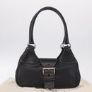 PRADA Shoulder Bag Leather Black Silver Auth 209747V-28