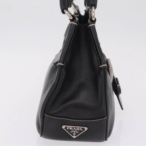 PRADA Shoulder Bag Leather Black Silver Auth 209747V